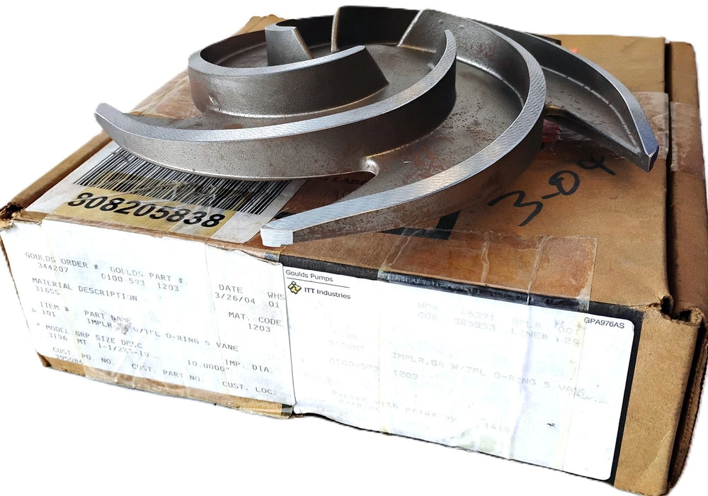 ITT Goulds Pumps 0100-593 1203 3196-MT 1-1/2X3-10 5-Vane Stainless Impeller