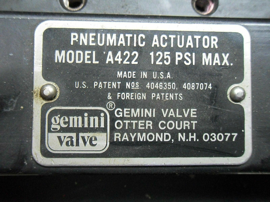 Gemini Valve A422 Pneumatic Actuator 125 PSI