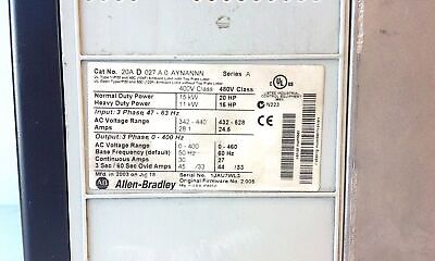 Allen-Bradley 20AD027A0AYNANNN 480 V AC PowerFlex 70 Variable Frequency Drive