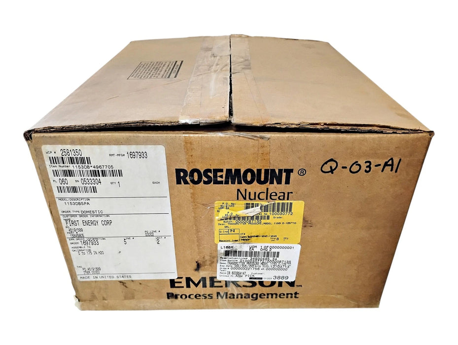 Emerson Rosemount 1153DB5PA 0-175 IN H2O 2000 PSIG Nuclear Pressure Transmitter
