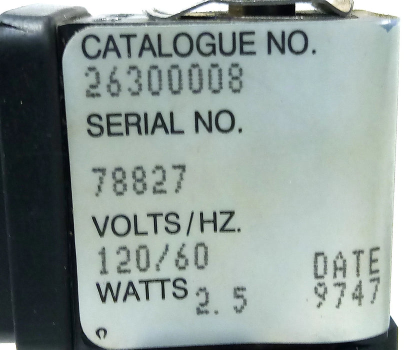ASCO 2630008 30-150 Solenoid Valve w/ Flow Control and 120 V AC Coil