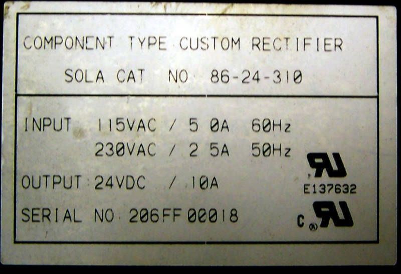 Sola Electric Power Supply 86-24-310