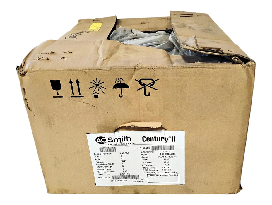 AO Smith Century T57030 200-230/460 V 5 HP 1745 RPM Motor