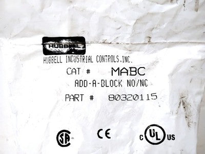 Hubbell MABC 80320115 1 NO / 1 NC Add-A-Block Contact