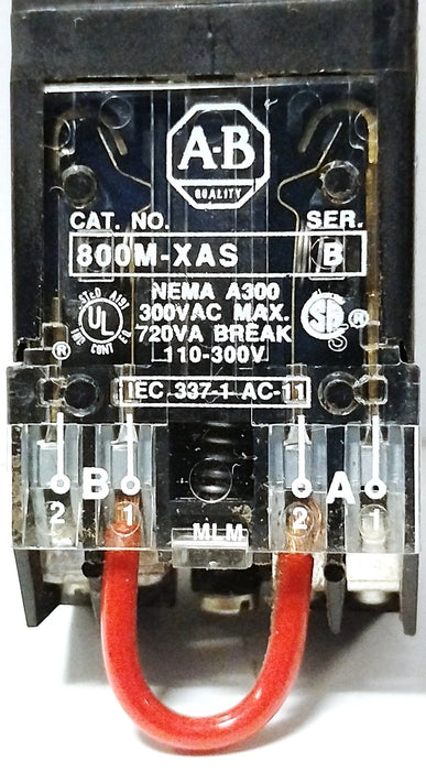 Allen-Bradley 800MR-HX2B Ser A 110-300 V 2 Position Maintained Selector Switch