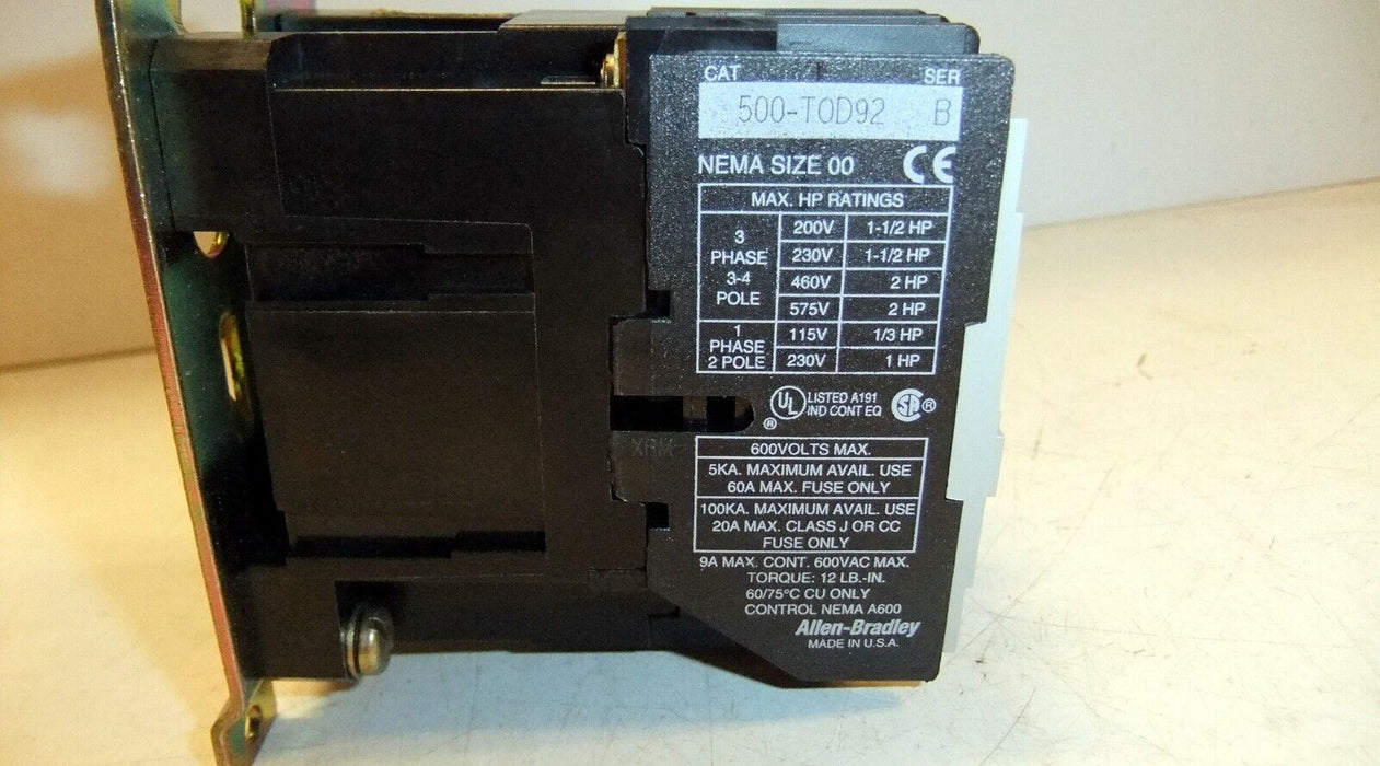 Allen-Bradley Contactor 500-TOD92 SZ 00 2P Open