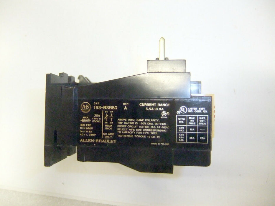 Allen-Bradley Overload Relay 193-BSB80