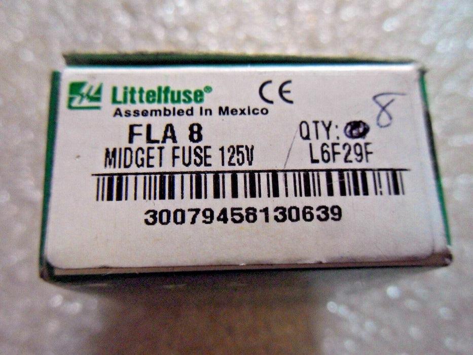 8 Littelfuse FLA-8 125VAC 8A Time Delay Fuses