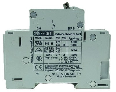 Allen-Bradley 1492-CB1-G050 Ser B 277 V AC 5 A Miniature Circuit Breaker
