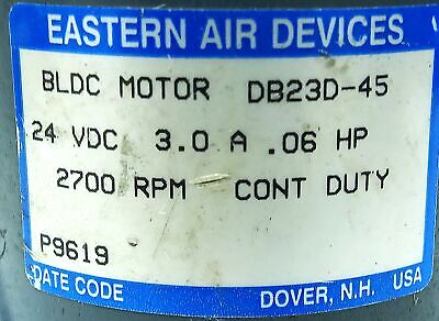 Eastern Air Devices DB23D-45 24 V DC 3 A .06 HP 2700 RPM BLDC Motor