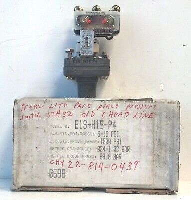 Barksdale E1S-H15-P4 1/4" NPT 10 A 125/250 V AC ECON-O-TROL Pressure Switch