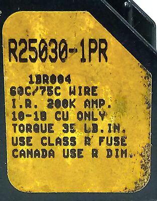 Bussmann R25030-1PR 250 V 30 A Fuse Holder for Class R Fuses