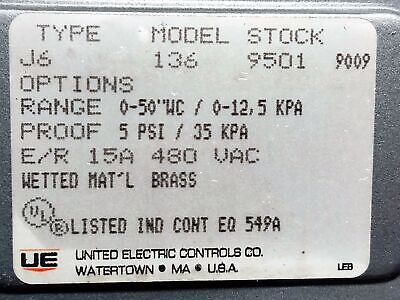 United Electric J6-136-9501 Differential Pressure Switch