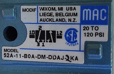 MAC Valves 52A-11-B0A-DM-DDAJ-2KA Solenoid Valve