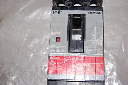 ITE Siemens CED63B040 MOLDED CASE CIRCUIT BREAKER