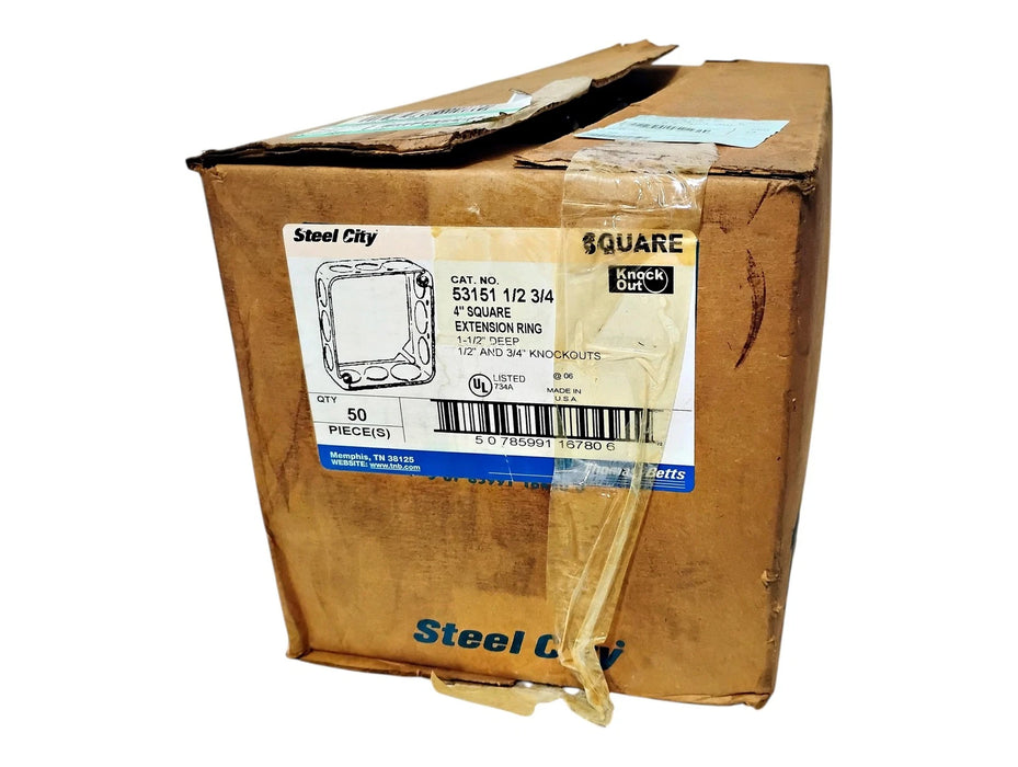 Thomas & Betts 53151 1/2 3/4 4" Square Extension Ring - Box of 50