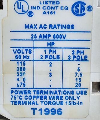 Eaton CE15EN3TZ Contactor with 24VAC 50/60Hz Coil