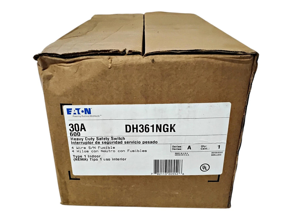 Eaton DH361NGK 600 V AC 30 A 3 P NEMA Type 1 Indoor Heavy Duty Safety Switch