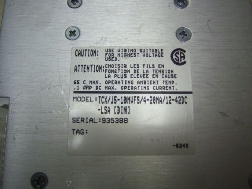 Moore Ind. Thermocouple Transmitter TCX/J5-10MVFS/4-20MA/12-42DC-LSA