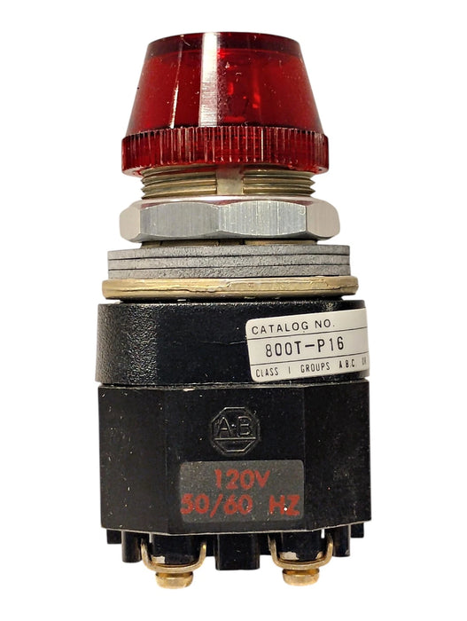 Allen-Bradley 800T-P16R Ser N 120 VAC Transformer Style Pilot Light w/ Red Lens