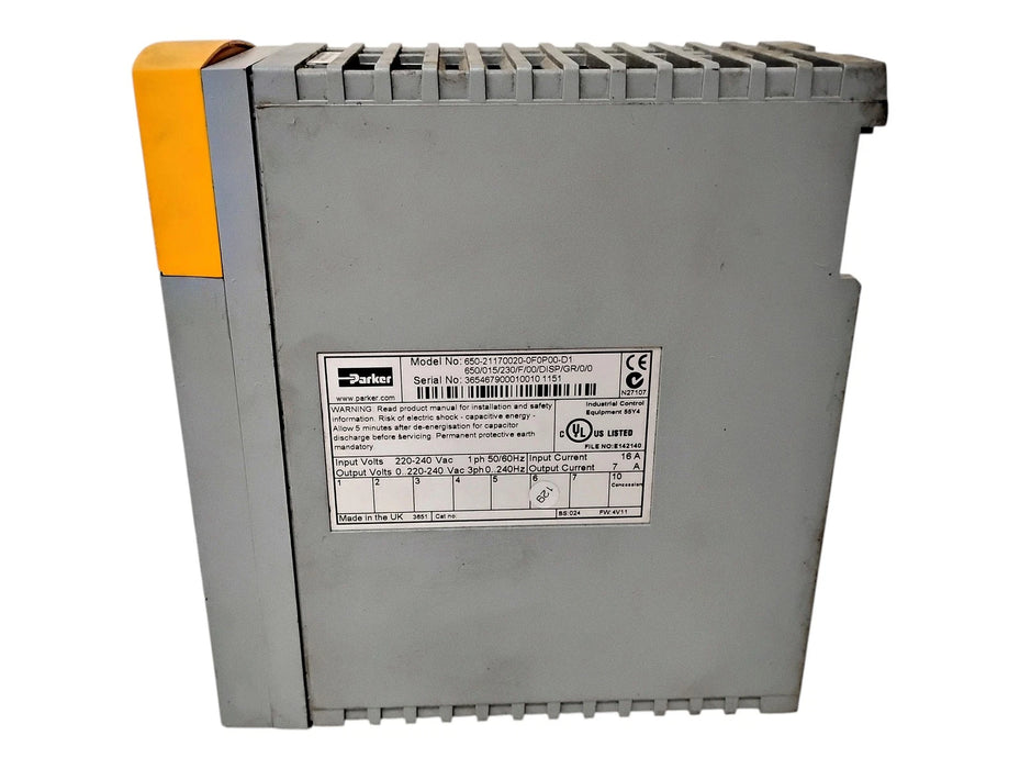 Parker 650-21170020-0F0P00-D1 220-240 V 1.5 kW 2 HP Variable Frequency Drive