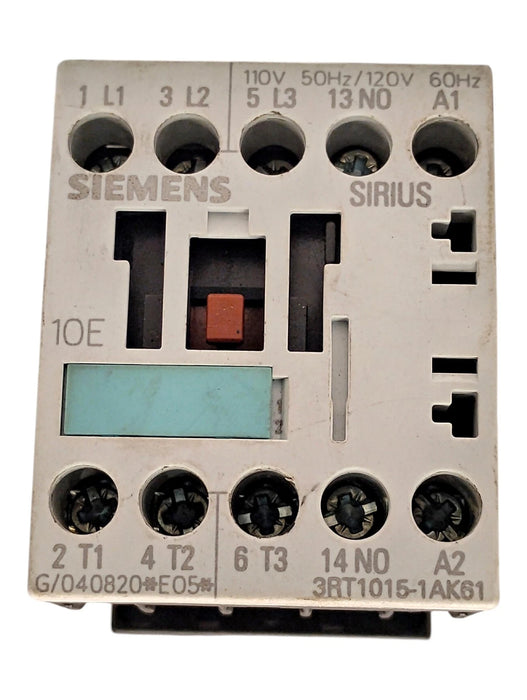 Siemens 3RT1015-1AK61 400 V AC 7 A IEC Contactor w/ 110/120 V AC Coil