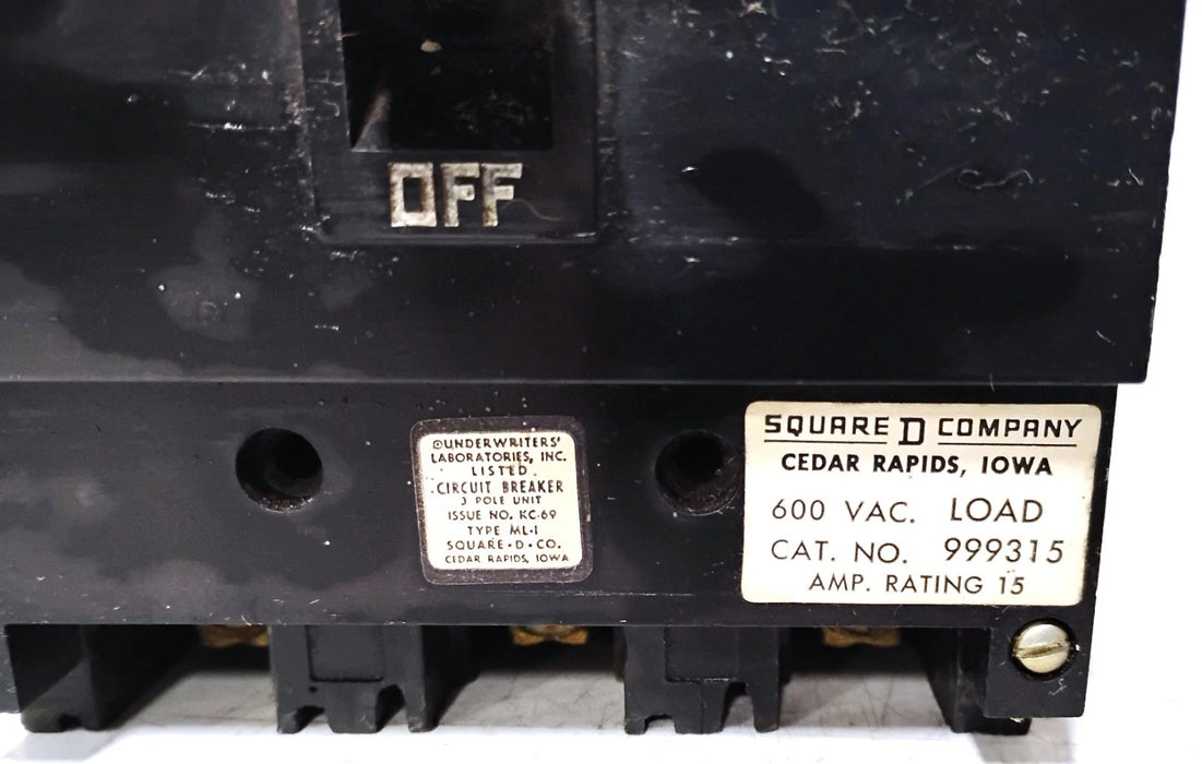 Square D 999315 15 A 600 V AC 3 P Circuit Breaker