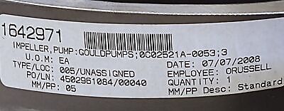 Goulds Pumps 1642971 Stainless Steel Pump Impeller