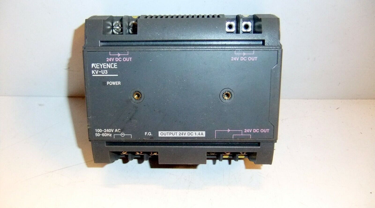 Keyence KV-U3 DC Power SupplY 100~240V AC IN OUTPUT 24VDC 1.4A