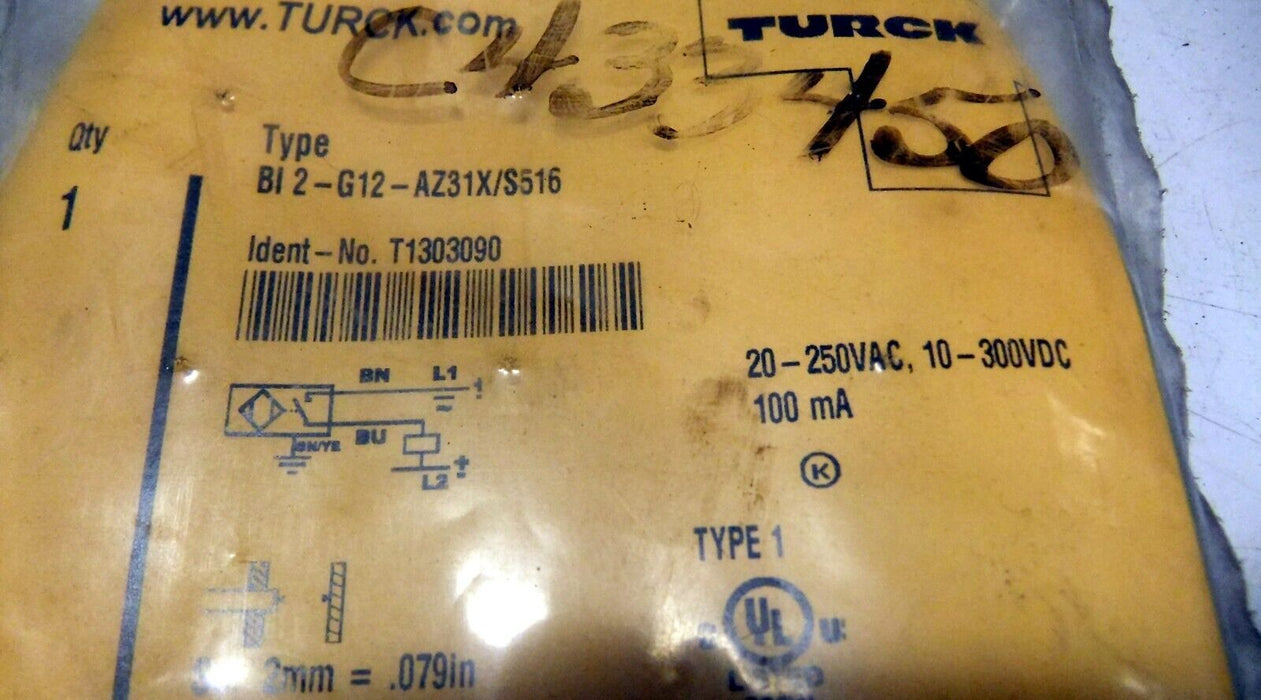 Turck BI2-G12-AZ31X/S516 Embeddable Inductive Sensor