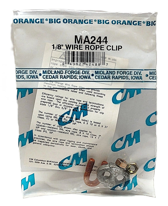 Columbus McKinnon M244 MA244 1/8 in Galvanized Steel Wire Rope Clip