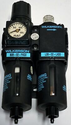 Wilkerson B08-02FKG0 Regulator with L08-02-LK00 Lubricator attached