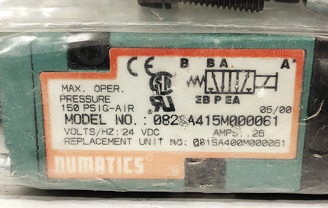 Numatics 082SA415M000061 150 psi Pneumatic Solenoid Valve w/ 24VDC Coil