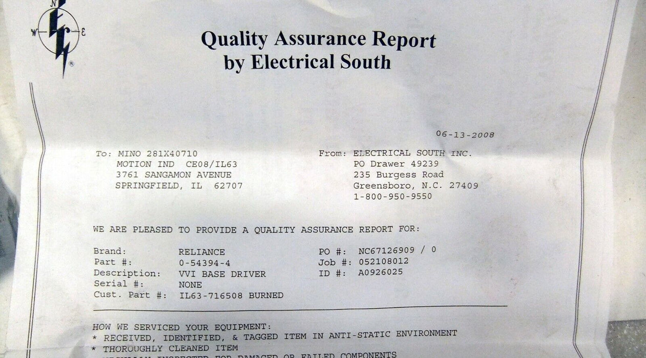 Reliance Base Driver Card 0-54394-4