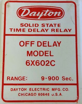 Dayton 6X602C 120 V AC Adjustable Off Delay Time Delay Relay