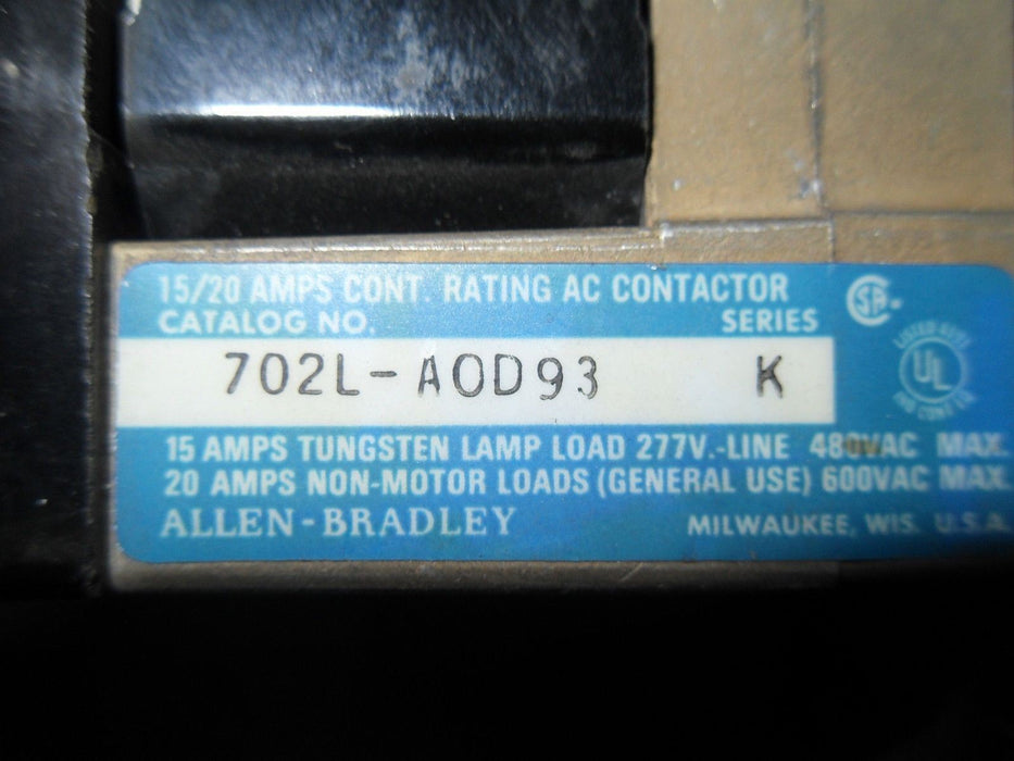 1 Allen-Bradley 702L-AOD93 CONTACTOR