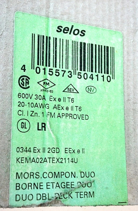Wieland WK4/DEU 57.504.5255.0 600 V 30 A 20-10 AWG Terminal Block