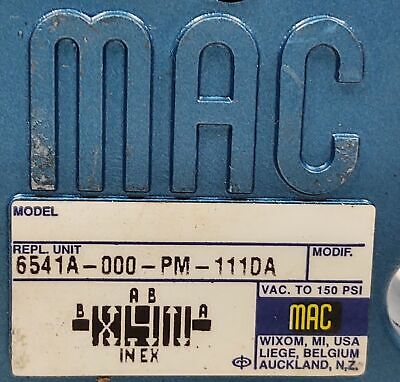 MAC Valves 6541A-000-PM-111DA Solenoid Valve
