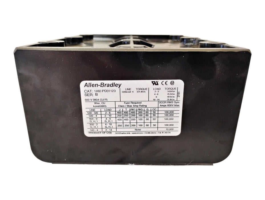 Allen-Bradley 1492-PD31123 Ser B 600 V 380 A Power Distribution Block