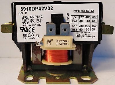Square D 8910DP42V02 110/120 V AC DPST-NO Definite Purpose Contactor