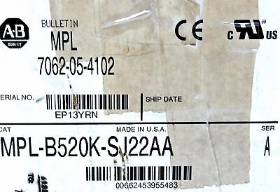 Allen-Bradley MPL-B520K-SJ22AA KINETIX 480 VAC Servo Motor with Absolute Encoder
