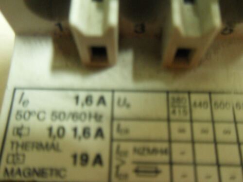 1 KLOCKNER MOELLER PKZM1-1.6-NA OVERLOAD RELAY