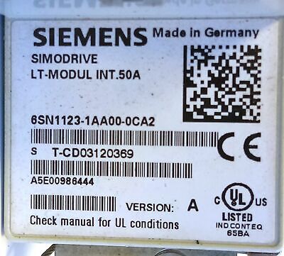 Siemens 6SN1123-1AA00-0CA2 Simodrive Version A 1 Axis CNC Servo Drive