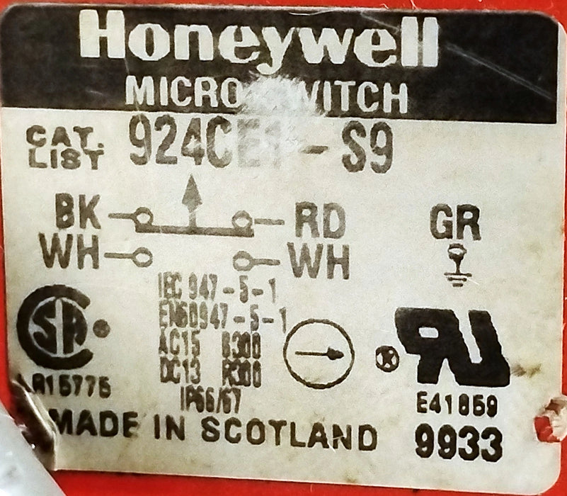 Honeywell 924CE1-S9 250 V AC 10 A Plunger Style Limit Switch