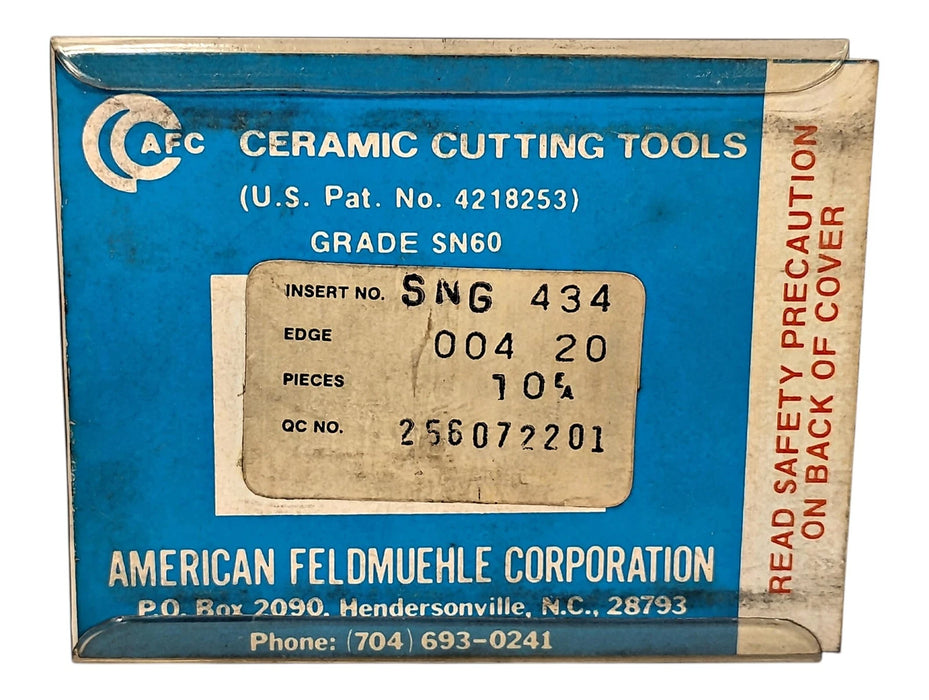 American Feldmuehle SNG434T00420 Grade SN60 Ceramic Cutting Insert