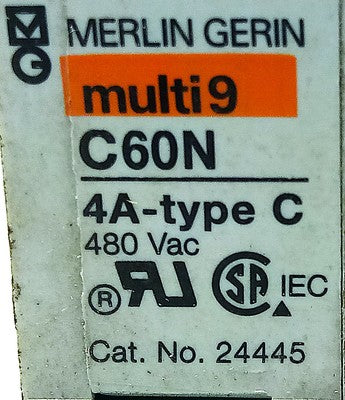 Merlin Gerin MG24445 480/277 V AC 4 A 2-Pole Supplementary Circuit Breaker