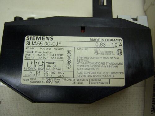Siemens Relay 3UA5500-0J .63-1.0 Amps