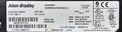 Allen-Bradley 1756-DNB Ser C FW REV 10.005 PN-23452 PLC Communication Module