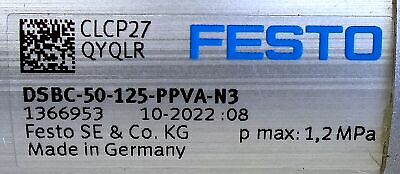 Festo DSBC-50-125-PPVA-N3 1366953 Double-Acting Pneumatic Cylinder