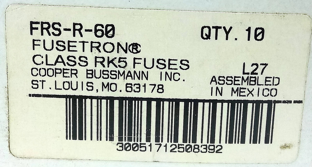 Bussmann FRS-R-60 600 V 60 A Class RK5 Current-Limiting Time-Delay Fuse
